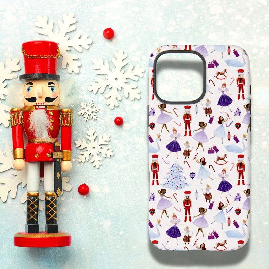 Schattige wit notenkraker kerstpatroon Case-Mate iPhone case