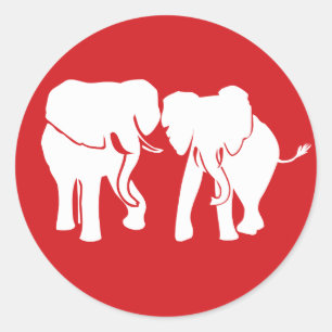 Schattige Wit Olifantenpaar kiest achtergrondkleur Ronde Sticker