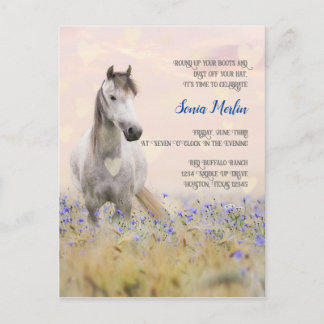 Schattige Wit Paard Paarse Bloem Vrouwelijk Chic Briefkaart