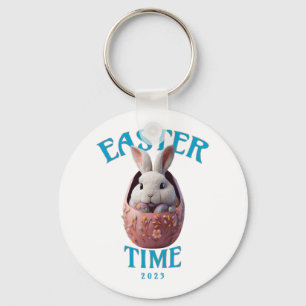 Schattige wit paashaas ontwerp sleutelhanger