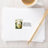 Schattige wit pluizig schaap etiket (Insitu)