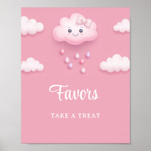 Schattige wit pluizig wolk negen bleek roze meisje poster