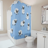 Schattige wit schaap:  lammeren. douchegordijn (In situ)