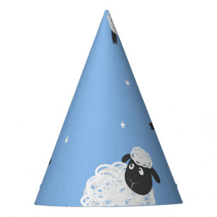 Schattige wit schaap:  lammeren. feesthoedjes