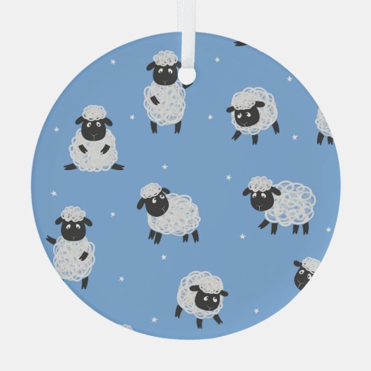 Schattige wit schaap: lammeren. glas ornament (Achterkant)