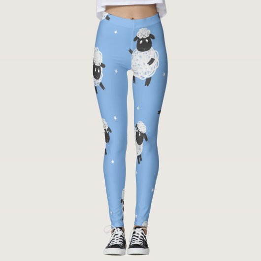 Schattige wit schaap:  lammeren. leggings (Voorkant)