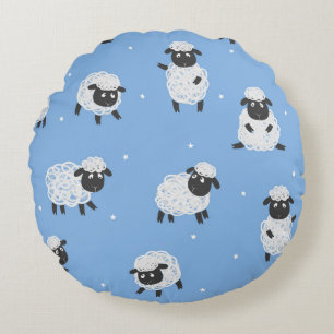 Schattige wit schaap:  lammeren. rond kussen