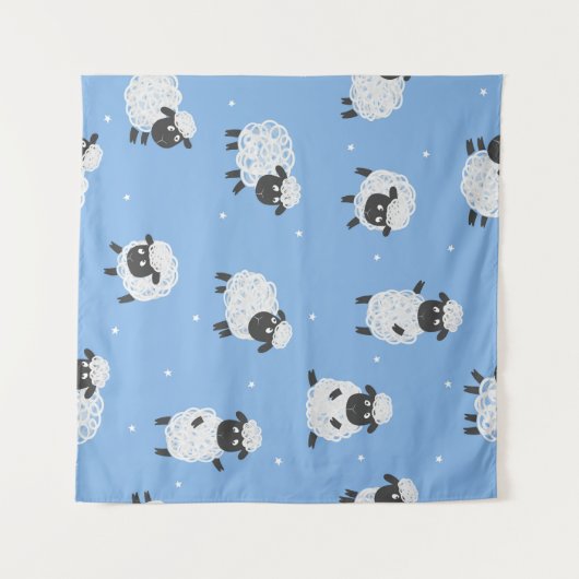 Schattige wit schaap: lammeren. wandkleed (Voorkant (horizontaal))