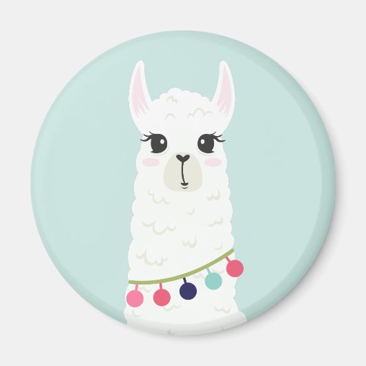 Schattige witte alpaca magneet (Voorkant)
