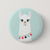 Schattige witte alpaca ronde button 5,7 cm (Voorkant)