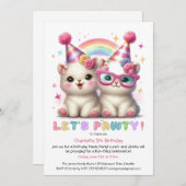 Schattige Witte Baby Dieren Verjaardagsuitnodiging Kaart (Voorkant / Achterkant)