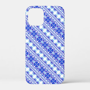 Schattige witte blauwe decoratieve Oekraïense stre iPhone 12 Mini Hoesje