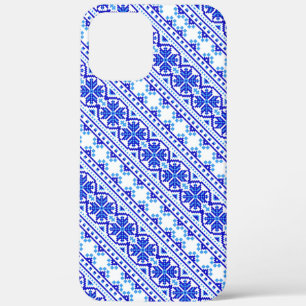 Schattige witte blauwe decoratieve Oekraïense stre iPhone 12 Pro Max Hoesje