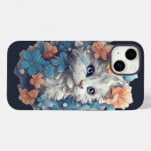 Schattige Witte Bloemige Kitty Kat Case-Mate iPhone Case (Achterkant (horizontaal))