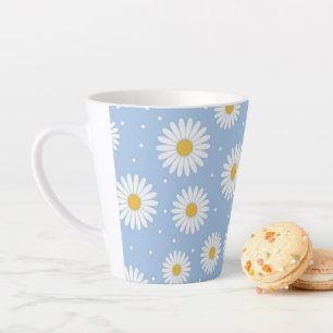 Schattige Witte Daisy Blue Latte Mok! Latte Mok