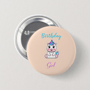 Schattige witte eenhoorn roze ronde button 5,7 cm
