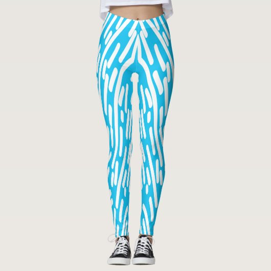 Schattige witte en turquoise klassieke "Ratti_Crea Leggings (Voorkant)