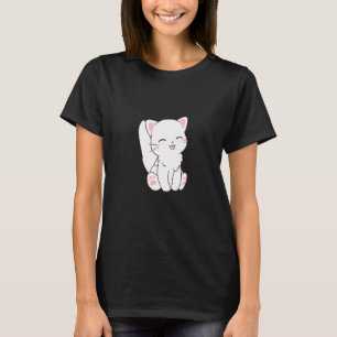 Schattige Witte Kat Chibi Tong Uitstekend T-shirt