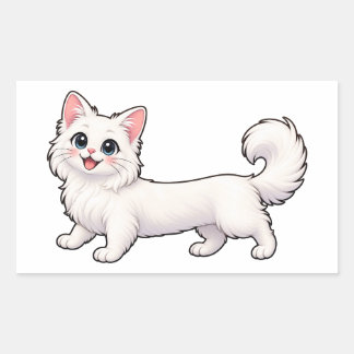 Schattige Witte Kat Dachshund Sticker – Kawaii Lan