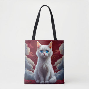 Schattige Witte Kat Draagtas
