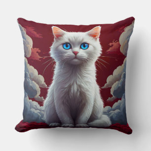 Schattige Witte Kat Kussen