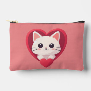 Schattige Witte Kat met Hart Kawaii Kitty Liefdeso Etui