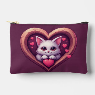 Schattige Witte Kat met Hart Kawaii Kitty Liefdeso Etui