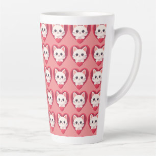Schattige Witte Kat met Hart Kawaii Kitty Liefdeso Latte Mok