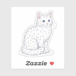 Schattige witte kat met kleine patriottische sterr sticker