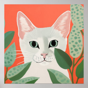 Schattige Witte Kat Poster
