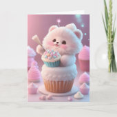 Schattige witte kitten partij Pet Cupcakes Blank Kaart (Voorkant)
