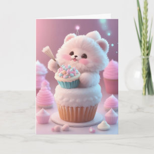Schattige witte kitten partij Pet Cupcakes Blank Kaart