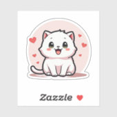 Schattige witte kitten – pastelstijl sticker (Vel)