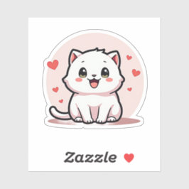 Schattige witte kitten – pastelstijl sticker