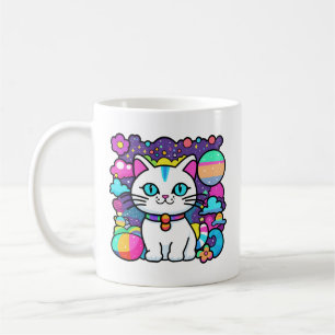 Schattige Witte Kosmische Ruimte Kitty Kat Koffiemok