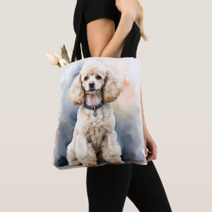SCHATTIGE WITTE MINIATUUR POEDEL PUPPY HOND DRAAGTAS