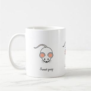 Schattige witte muis & kalligrafie koffiemok