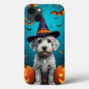 Schattige Witte Pluizige Hond Halloween Heks Esthe iPhone 13 Hoesje