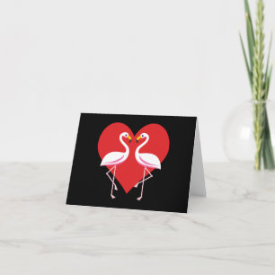Schattige Witte Roze Flamingo's met Rode Hart Kaart