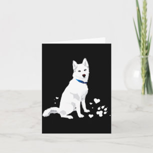 Schattige Witte Siberische Husky Zoete Witte Sneeu Kaart