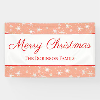 Schattige Witte Sneeuwvlok Blush Roze Kerstmis Spandoek
