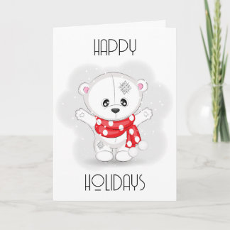 Schattige witte teddybeer in kerst sjaal feestdagen kaart