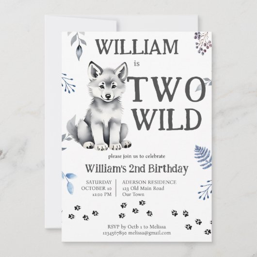 Schattige wolf cub twee wild woodlands verjaardags kaart (Voorkant)