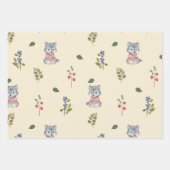 Schattige wolf en bosbessen patroon inpakpapier vel (Voorkant 2)