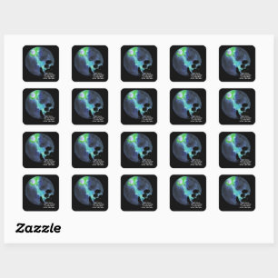 Schattige wolf in de lucht maan \romantische aquar vierkante sticker
