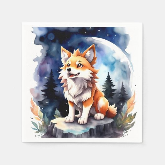 Schattige Wolf Pup Baby shower Servet (Voorkant)