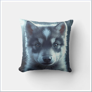 Schattige wolfbaby in het maanlicht kussen