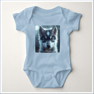 Schattige wolfbaby in het maanlicht romper