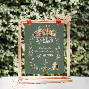 Schattige Woodland Animal Adventure Neutraal Baby Poster