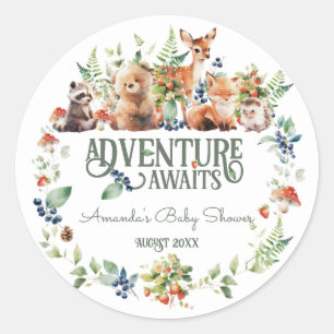 Schattige Woodland Animal Adventure Neutraal Baby  Ronde Sticker